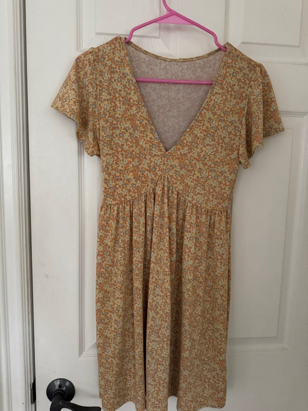 Aeropostale Mustard Floral V-Neck Mini Dress
